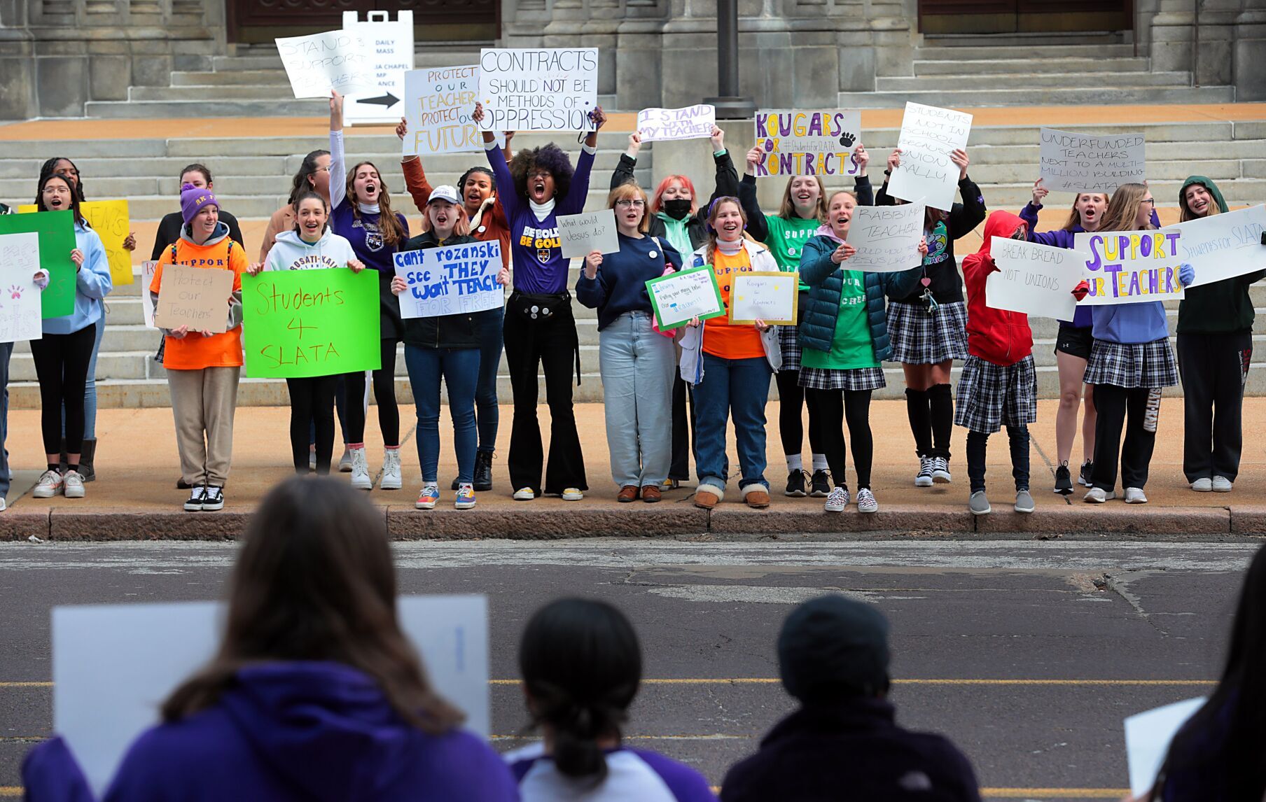Catholic students rally to support teachers